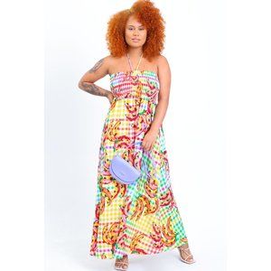 FARM RIO banana vichy dress - size XL